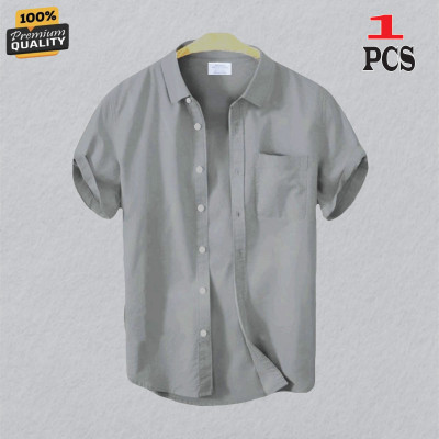 Premium Quality 100% Oxford Cotton Fabric Short Sleeve Shirt For Men's - ASH.