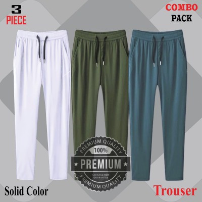 Premium Quality Solid Trouser's- WHITE, OLIVE & GREEN.