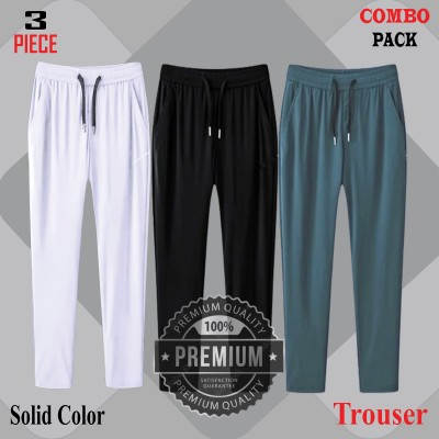 Premium Quality Solid Trouser's- WHITE, BLACK & GREEN.