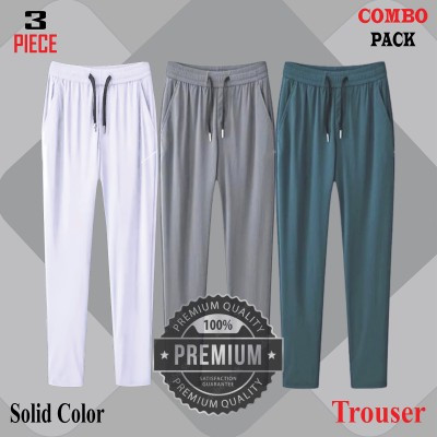 Premium Quality Solid Trouser's- WHITE, ASH & GREEN.
