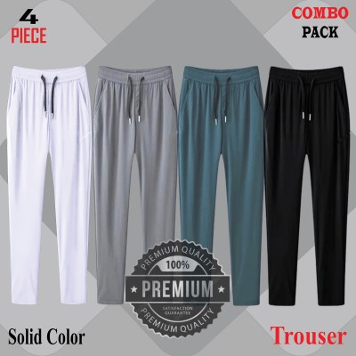 Premium Quality Solid Trouser's- WHITE, ASH, GREEN & BLACK.