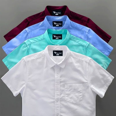 4 Pes Combo Short Sleeve Shirt -  MAROON, SKY BLUE, PEST & WHITE.