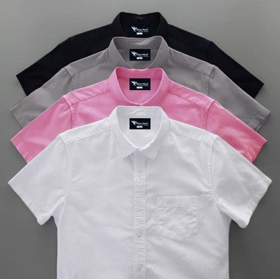 4 Pes Combo Short Sleeve Shirt - BLACK, ASH, PINK & WHITE.