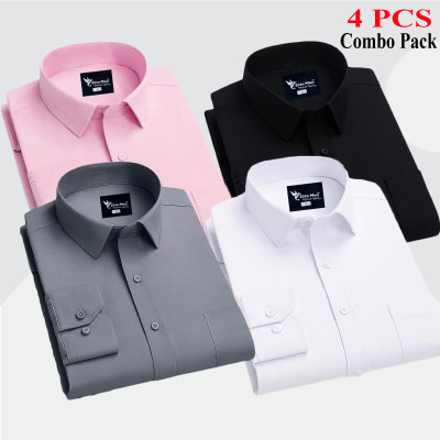 4 Pes Combo Premium Quality Formal Shirt - এস, সাদা, কালো & গোলাপি।
