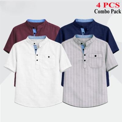 Cotton Stripe Fabrics Premium Quality Katua - WHITE, PURPLE, LIGHT ASH & NAVY BLUE.