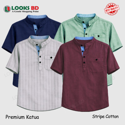 Stripe Cotton Fabrics Premium Quality Katua - ASH, LEMON, NAVY BLUE & PURPLE.