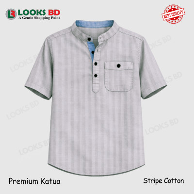 Stripe Cotton Fabrics Premium Quality Katua - ASH.