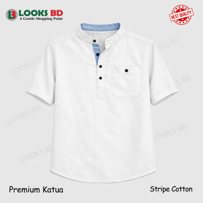 Stripe Cotton Fabrics Premium Quality Katua - WHITE.