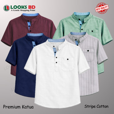 Stripe Cotton Fabrics Premium Quality Katua - LEMON, PURPLE, ASH, NAVY BLUE & WHITE