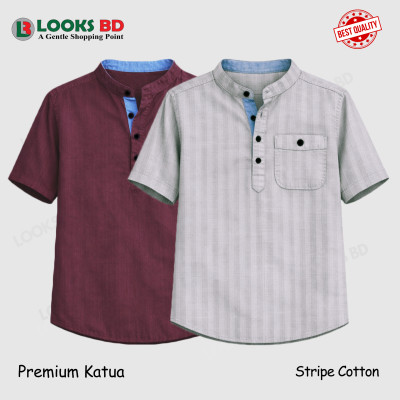 Cotton Stripe Fabrics Premium Quality Katua - PURPLE & LIGHT ASH 2