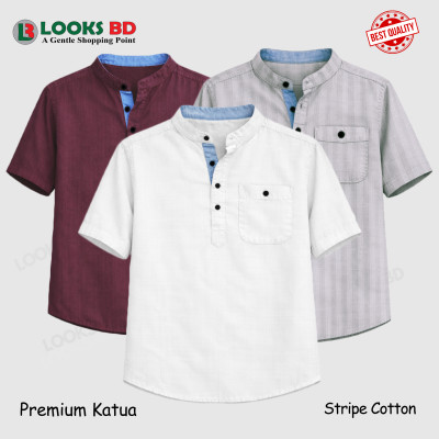 Cotton Stripe Fabrics Premium Quality Katua - WHITE, LIGHT ASH & PURPLE 2