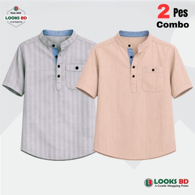 Stripe Cotton Fabrics Premium Quality Katua -  ASH & CREAM.