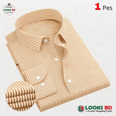 Premium Quality Stripe Formal Shirt - ORANGE. (STRIPE)