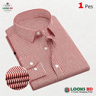 Premium Quality Stripe Formal Shirt - MAROON. (STRIPE)