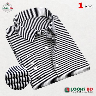 Premium Quality Stripe Formal Shirt - BLACK. (STRIPE)