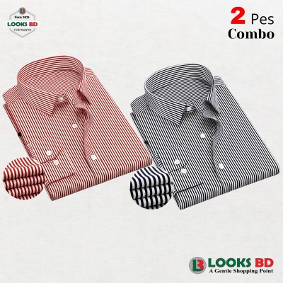 Premium Quality Stripe Formal Shirt -  MAROON & BLACK. (STRIPE)