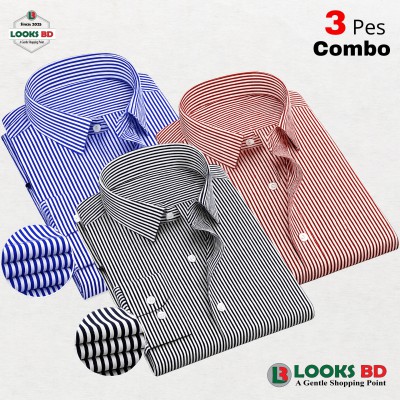 Premium Quality Stripe  Formal Shirt - MAROON, SKY & BLACK.  (STRIPE)