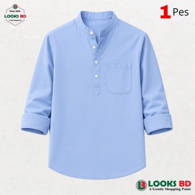 100% Oxford Cotton Fabric Full Sleeve Katua - SKY BLUE.